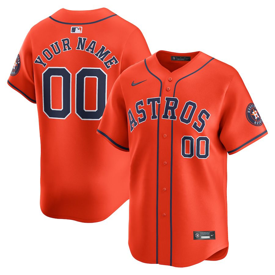 Men Houston Astros Nike Orange Alternate Limited Custom MLB Jersey